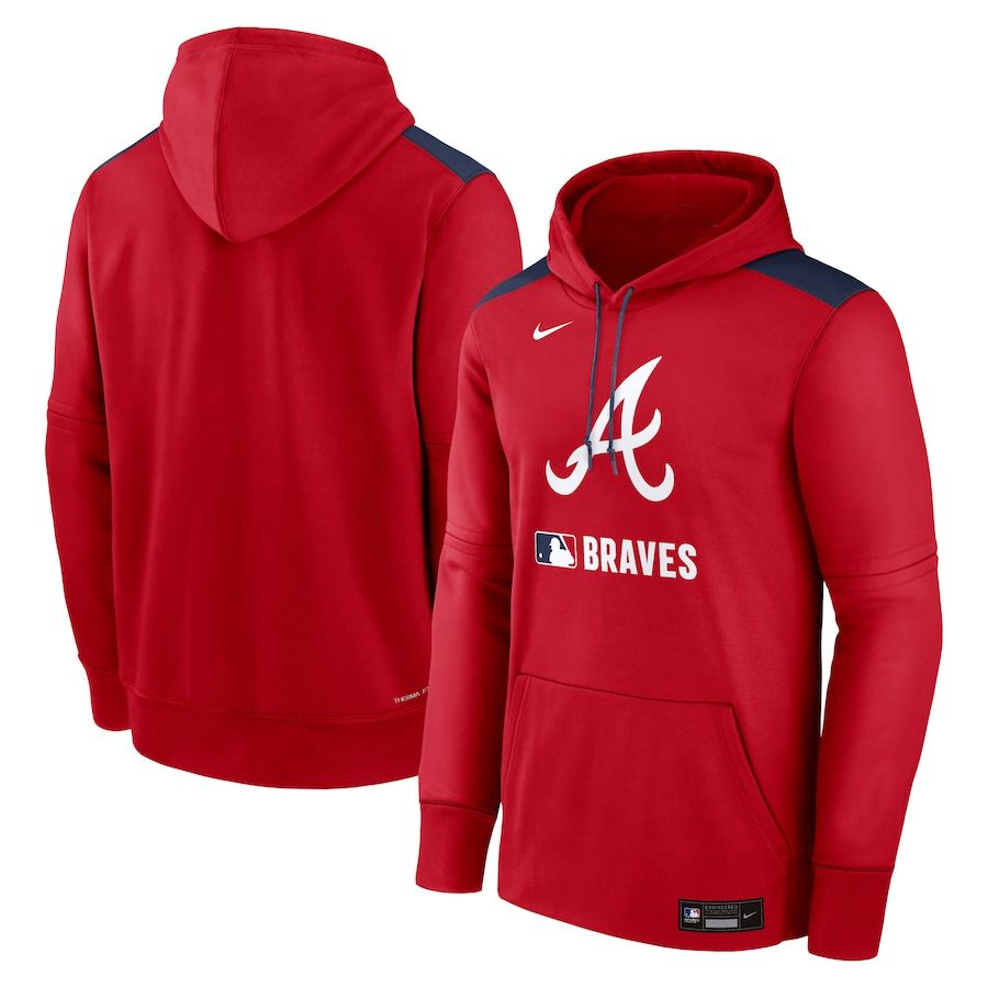 Men 2025 MLB Atlanta Braves Red Nike hoodie style 1